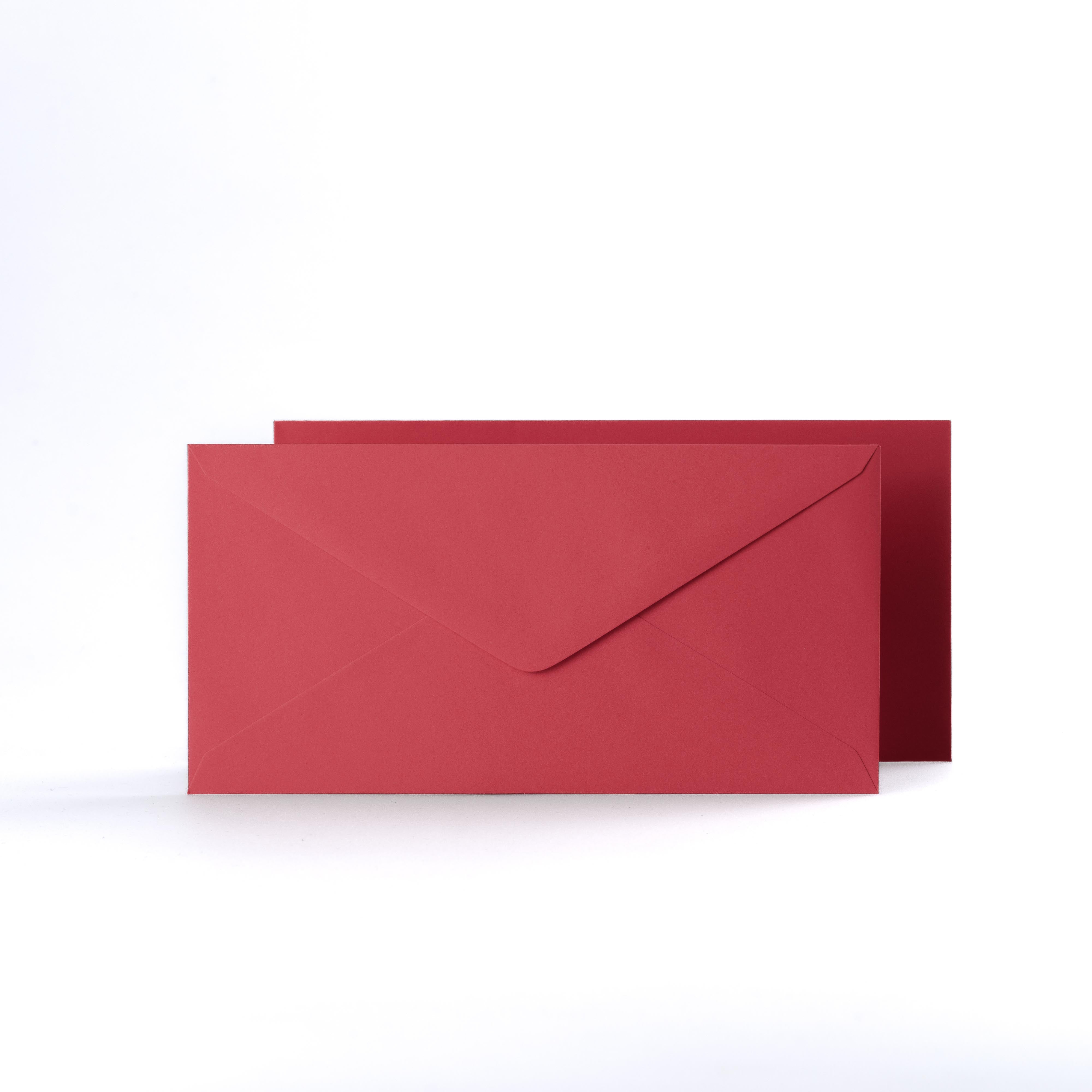 Bright Red Coloured Gummed V Flap Envelopes - DL - 110 x 220mm