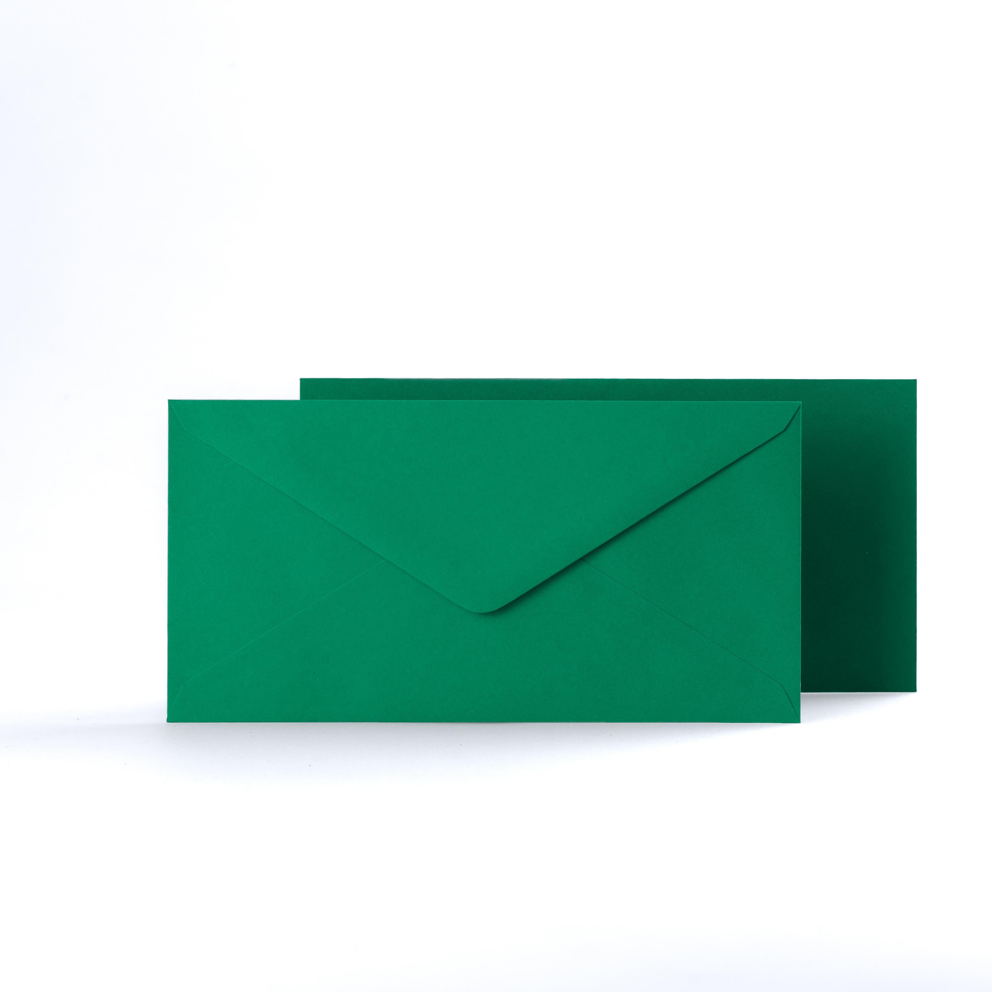Dark Green Coloured Gummed V Flap Envelopes - DL - 110 x 220mm