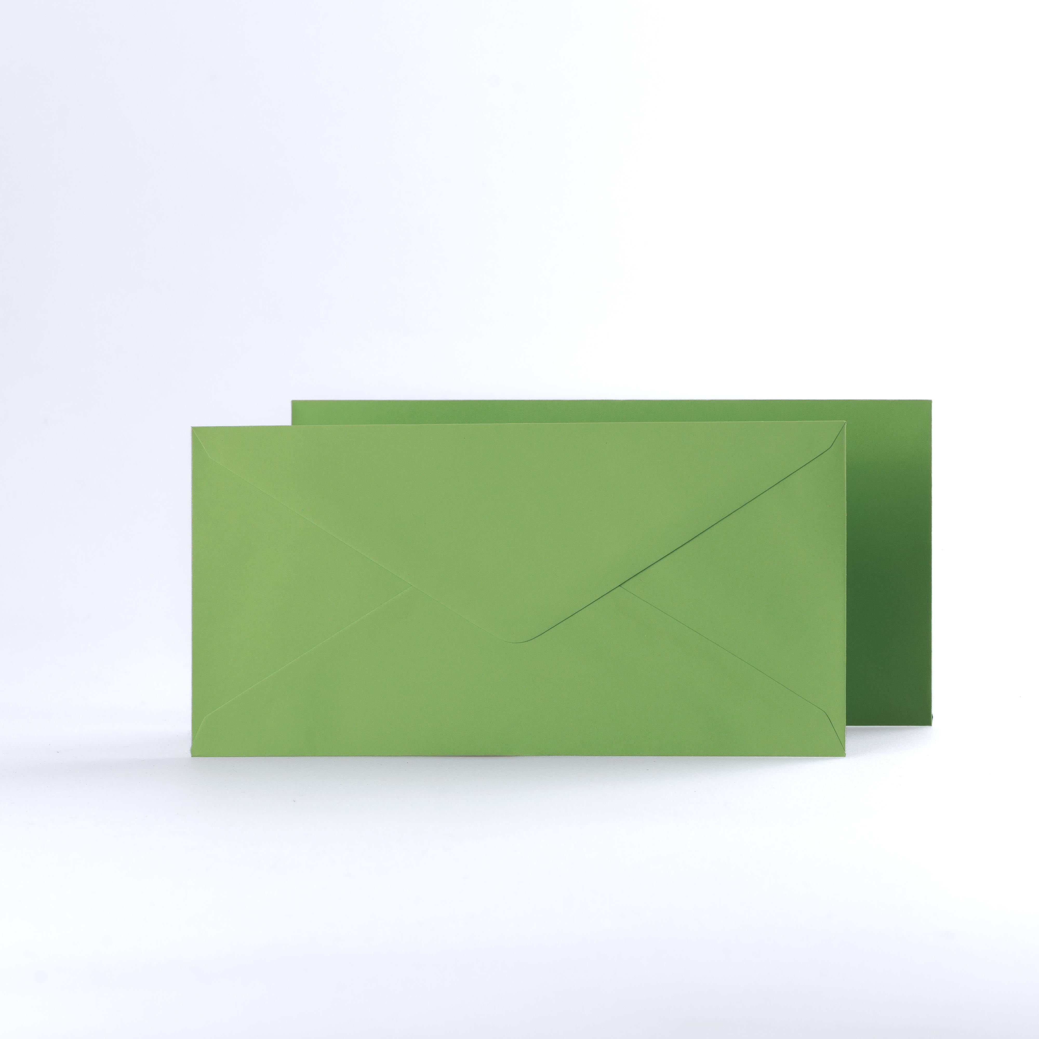 Mid Green Coloured Gummed V Flap Envelopes - DL - 110 x 220mm