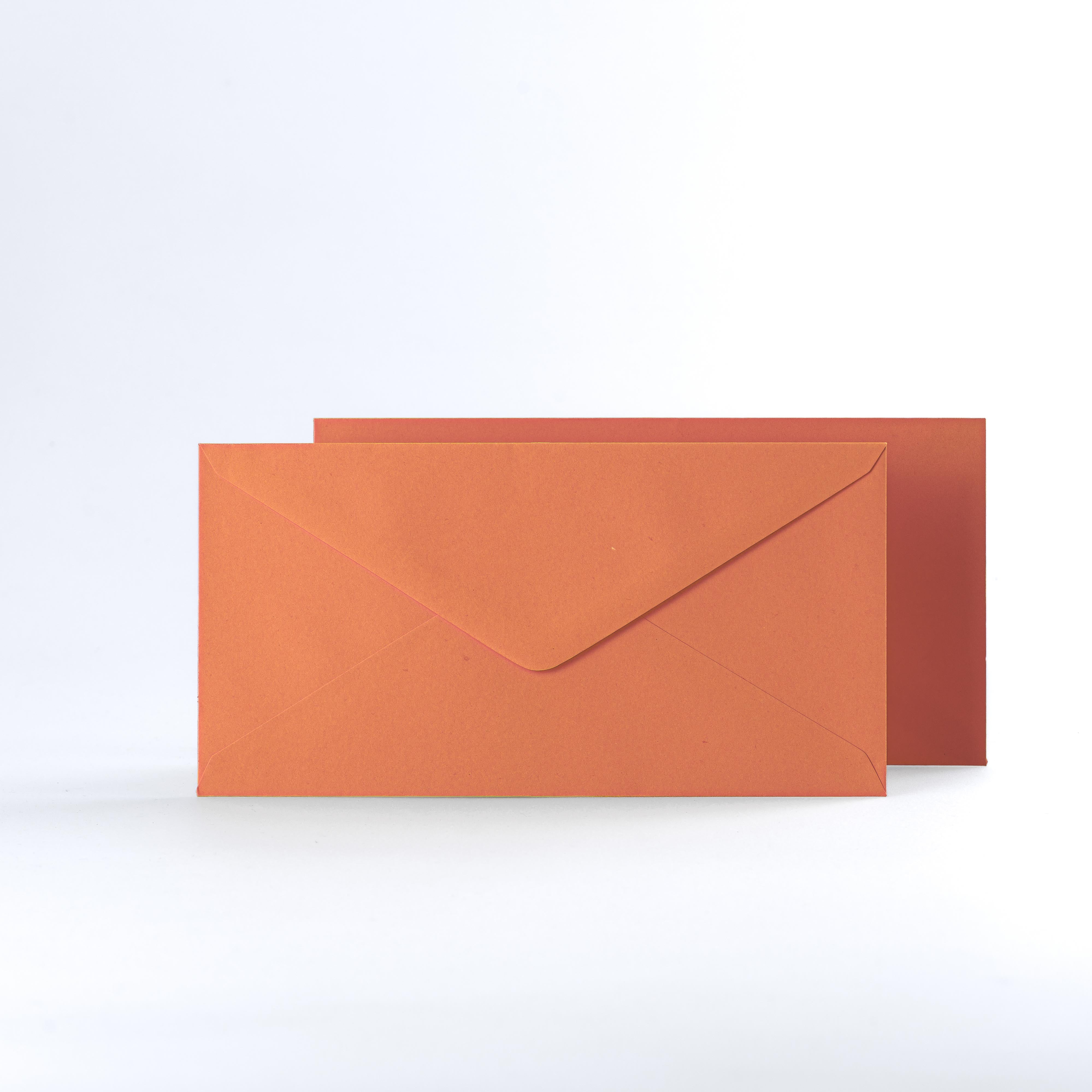 Orange Coloured Gummed V Flap Envelopes - DL - 110 x 220mm