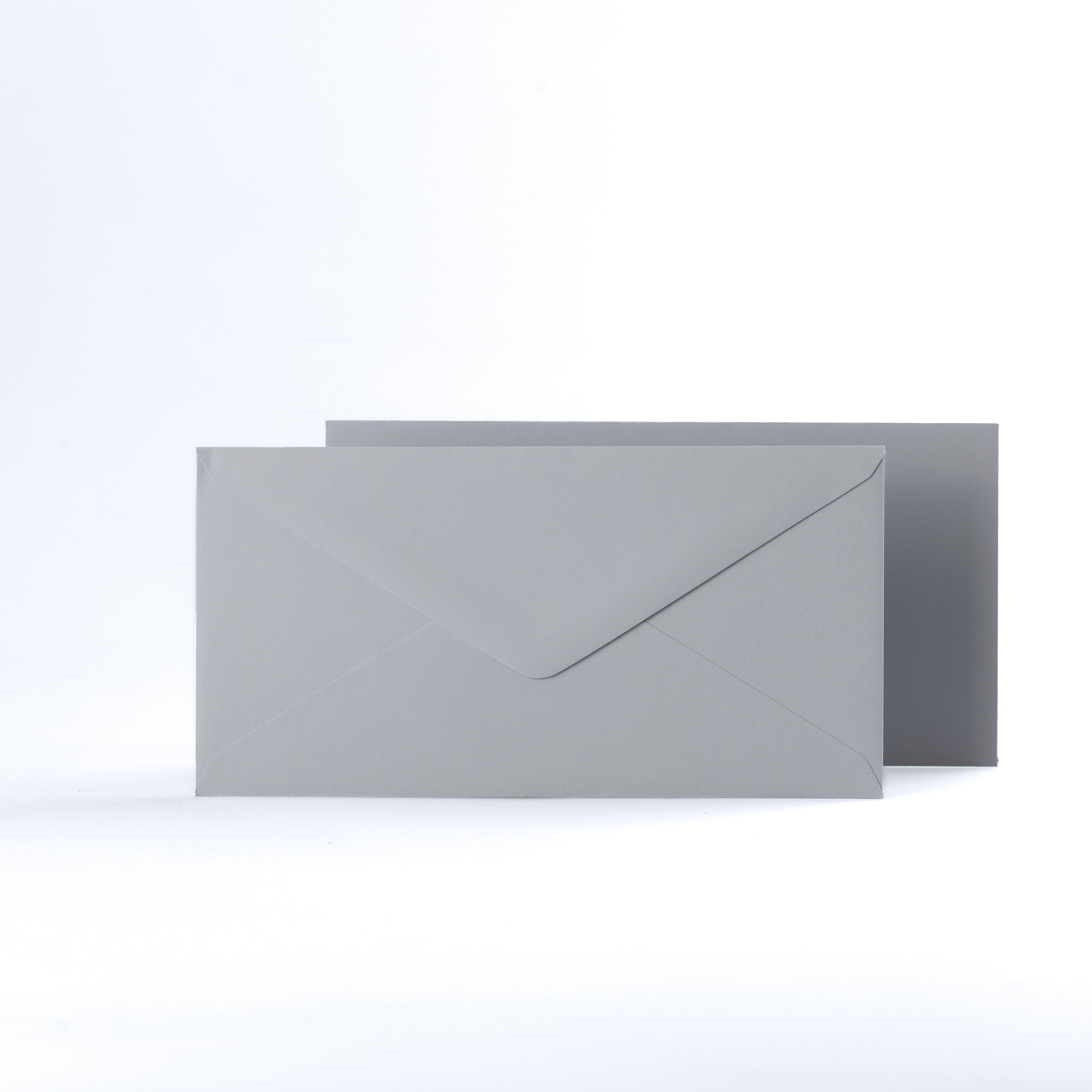 Pale Grey Coloured Gummed V Flap Envelopes - DL - 110 x 220mm