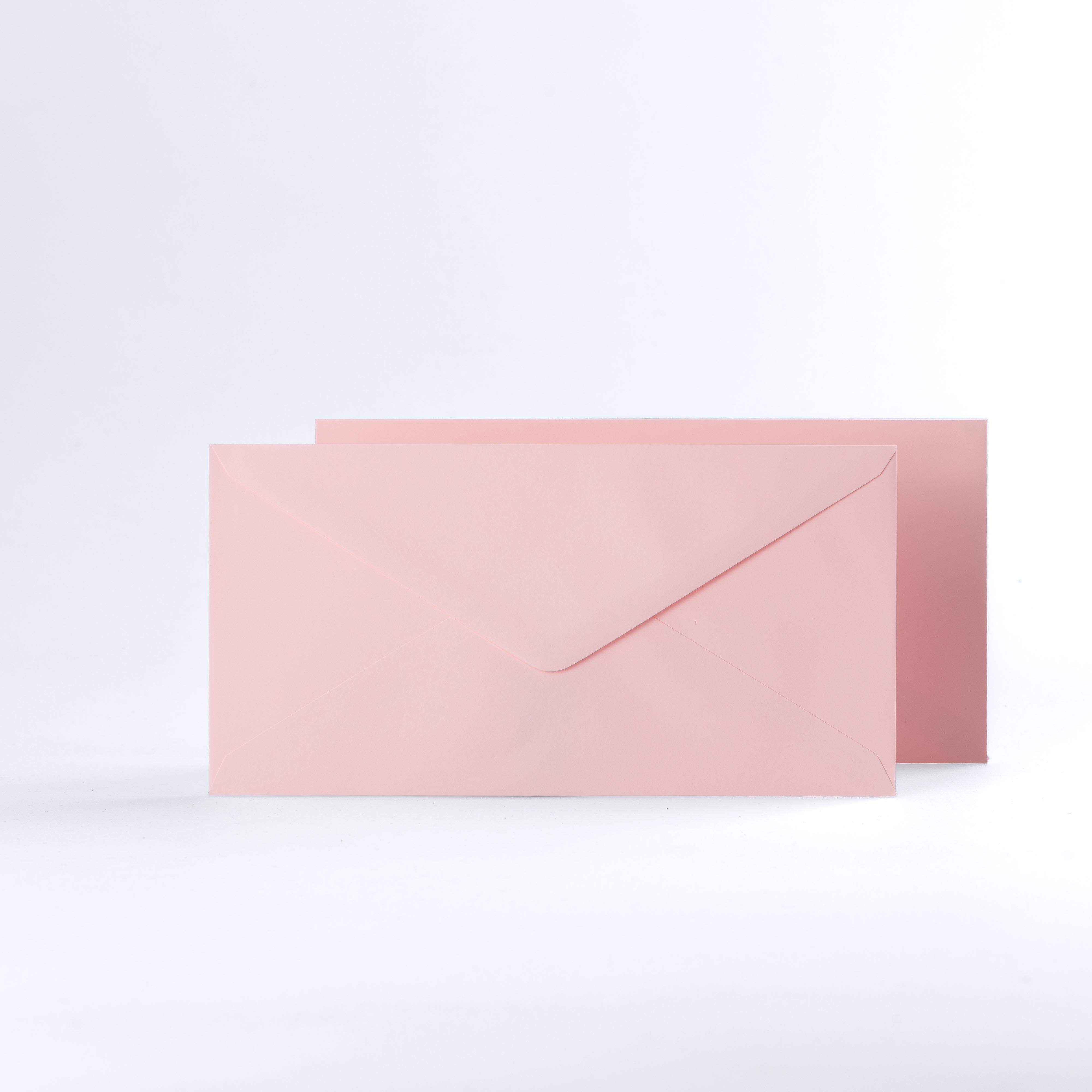 Pale Pink Coloured Gummed V Flap Envelopes - DL - 110 x 220mm