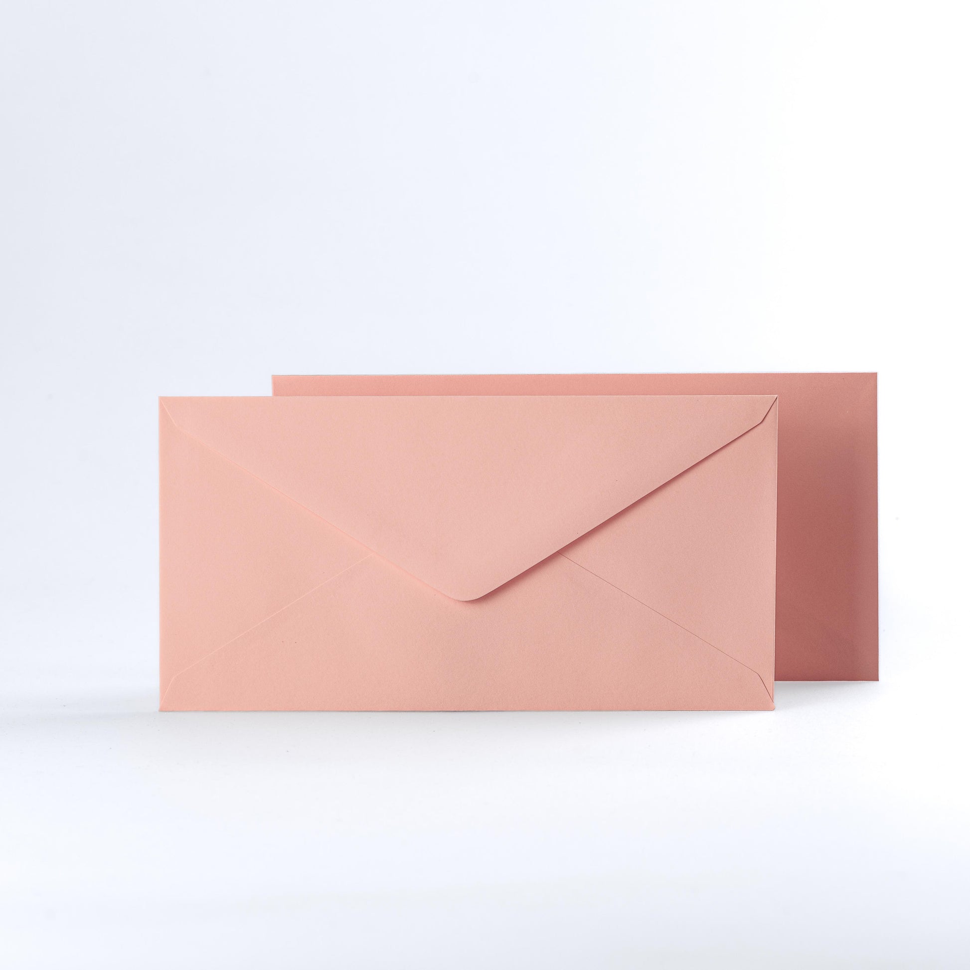 Salmon Pink Coloured Gummed V Flap Envelopes - DL - 110 x 220mm