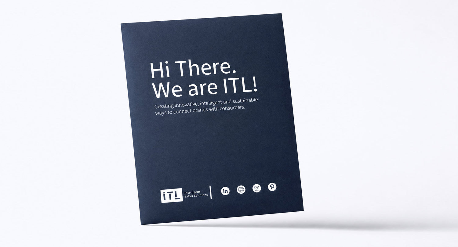 Navy blue card with 'Hi There. We are ITL!' text on a white background