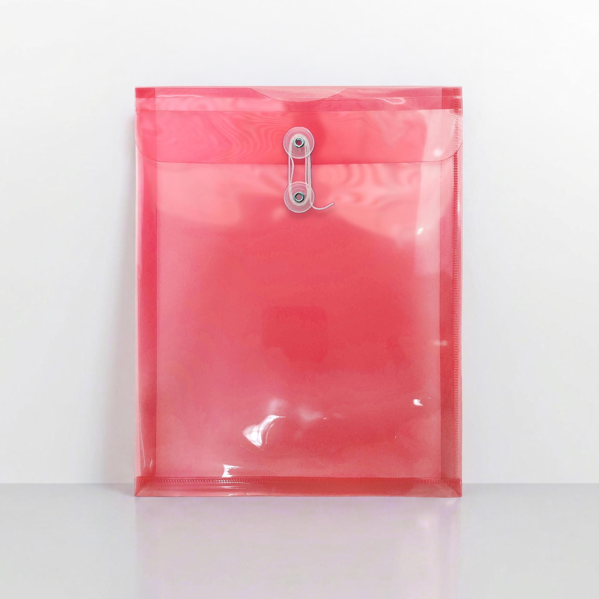 Translucent String & Washer Gusset Envelopes - Red C4+ - 330 x 250 mm