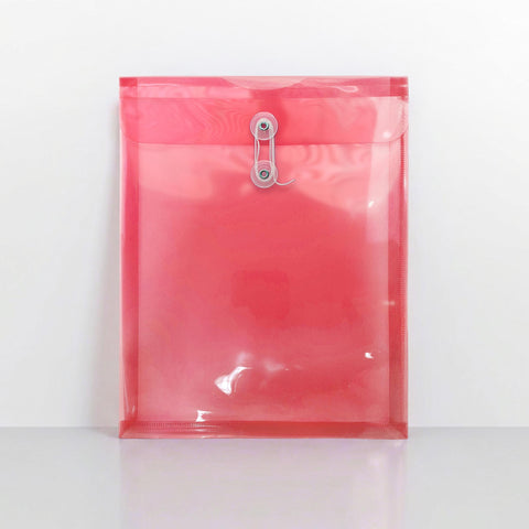 Translucent String & Washer Gusset Envelopes - Red C4+ - 330 x 250 mm
