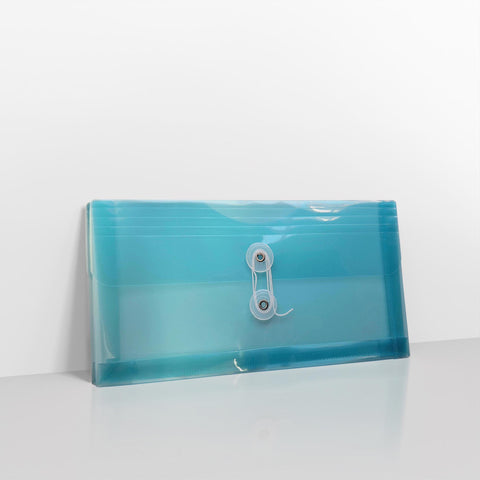 Translucent String & Washer Gusset Envelopes - Blue DL+ - 125 x 245 mm