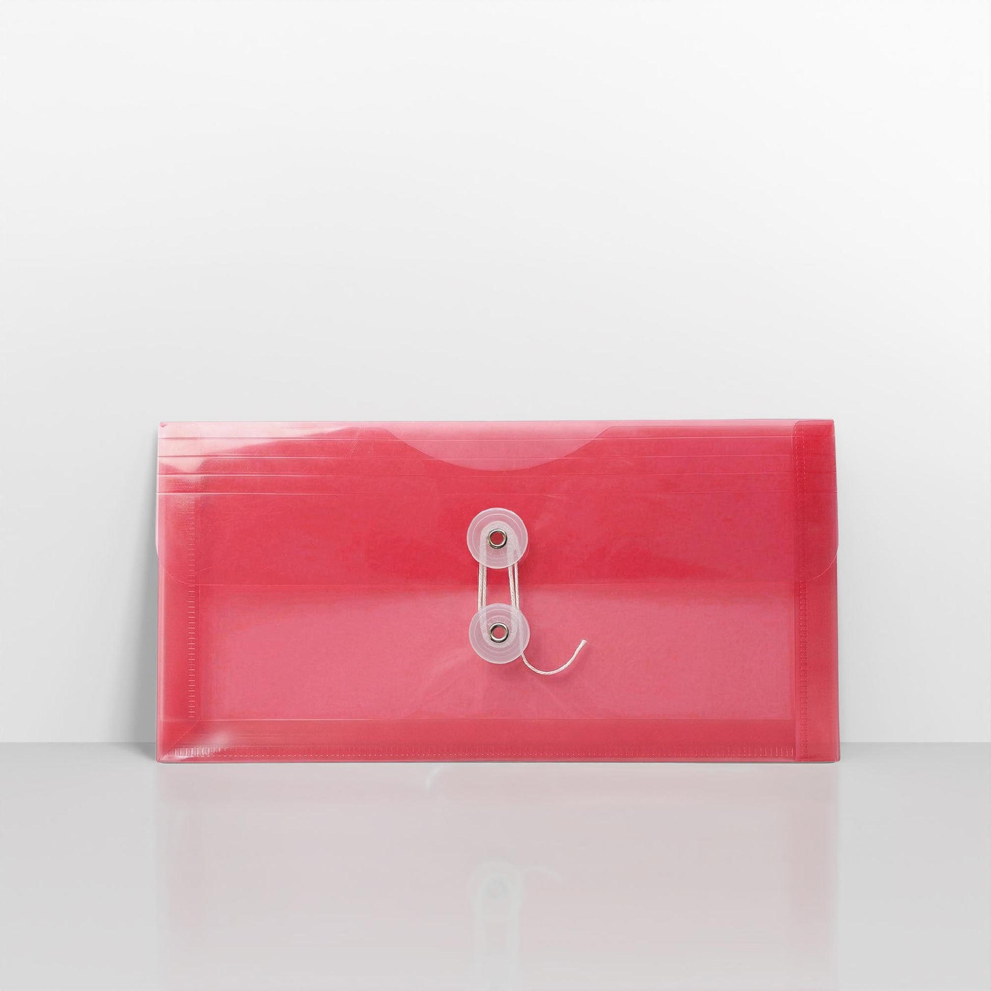 Translucent String & Washer Gusset Envelopes - Red DL+ - 125 x 245 mm