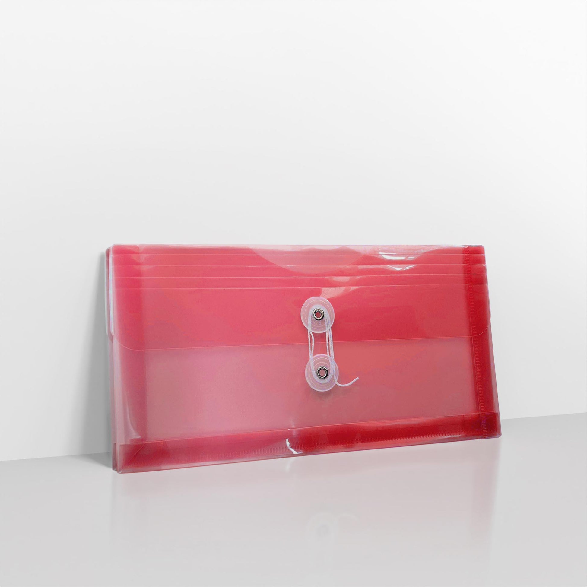 Translucent String & Washer Gusset Envelopes - Red DL+ - 125 x 245 mm