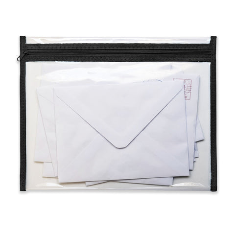 Zipper Document Bag (360 x 275 mm) - Clear + Black