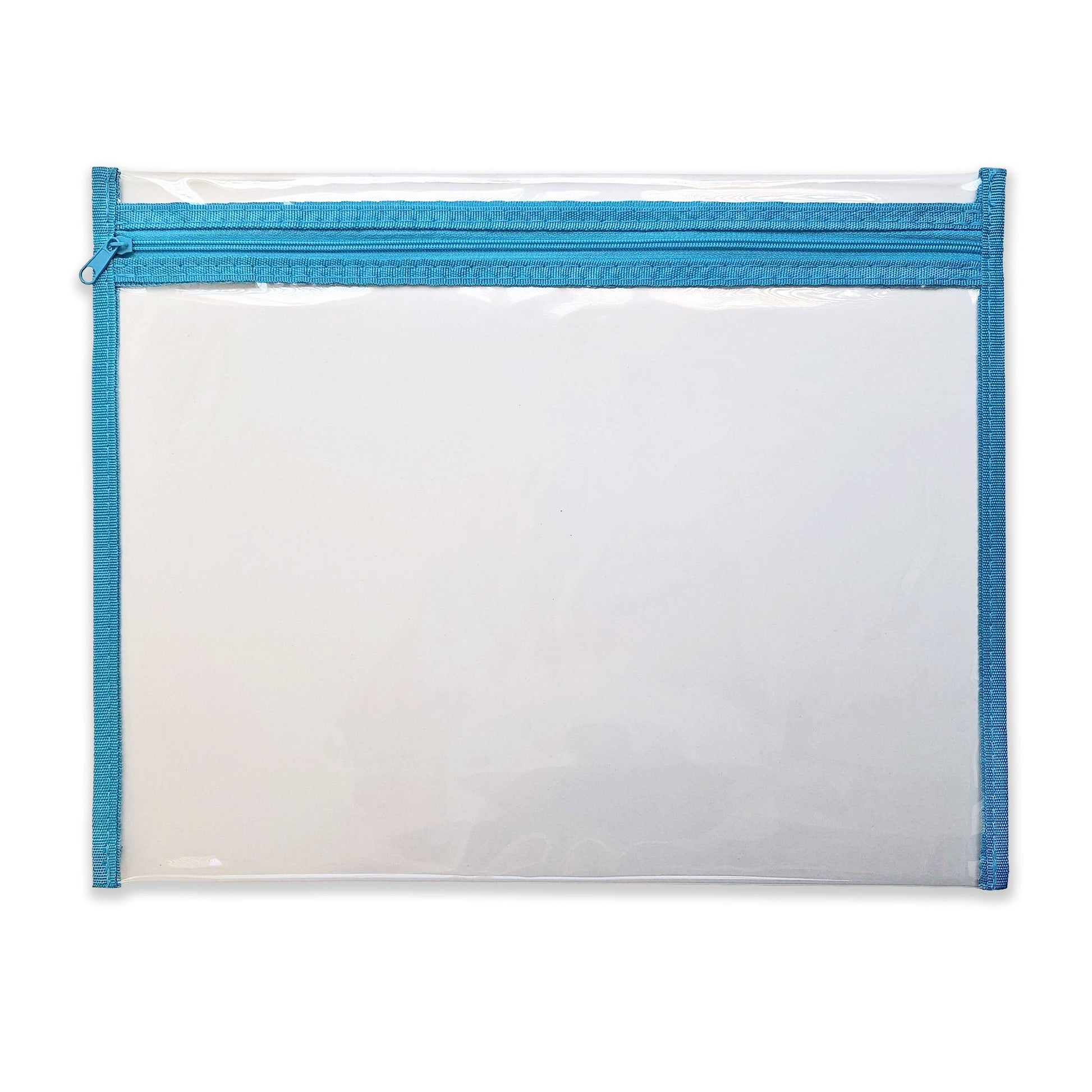Zipper Document Bag (360 x 275 mm) - Clear + Blue