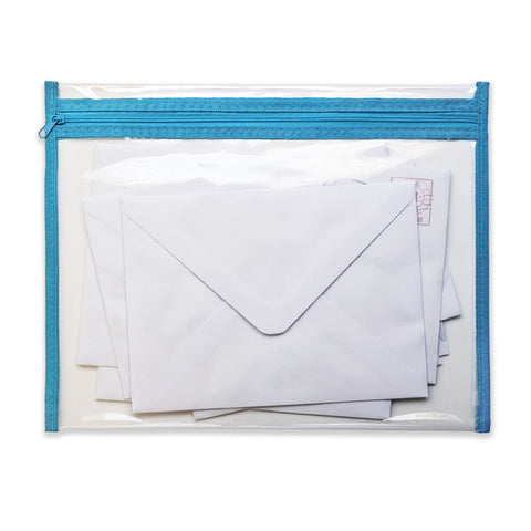 Zipper Document Bag (360 x 275 mm) - Clear + Blue