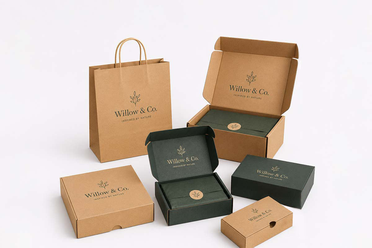 Collection of 'Willow & Co.' branded packaging on a white background
