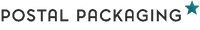 Text 'POSTAL PACKAGING' with a star symbol on a white background