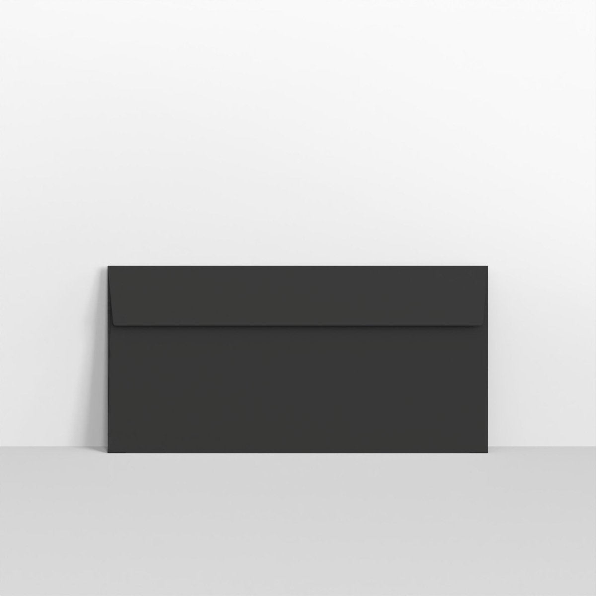 Black Coloured Peel and Seal Envelopes - With Window DL - 110 x 220mm