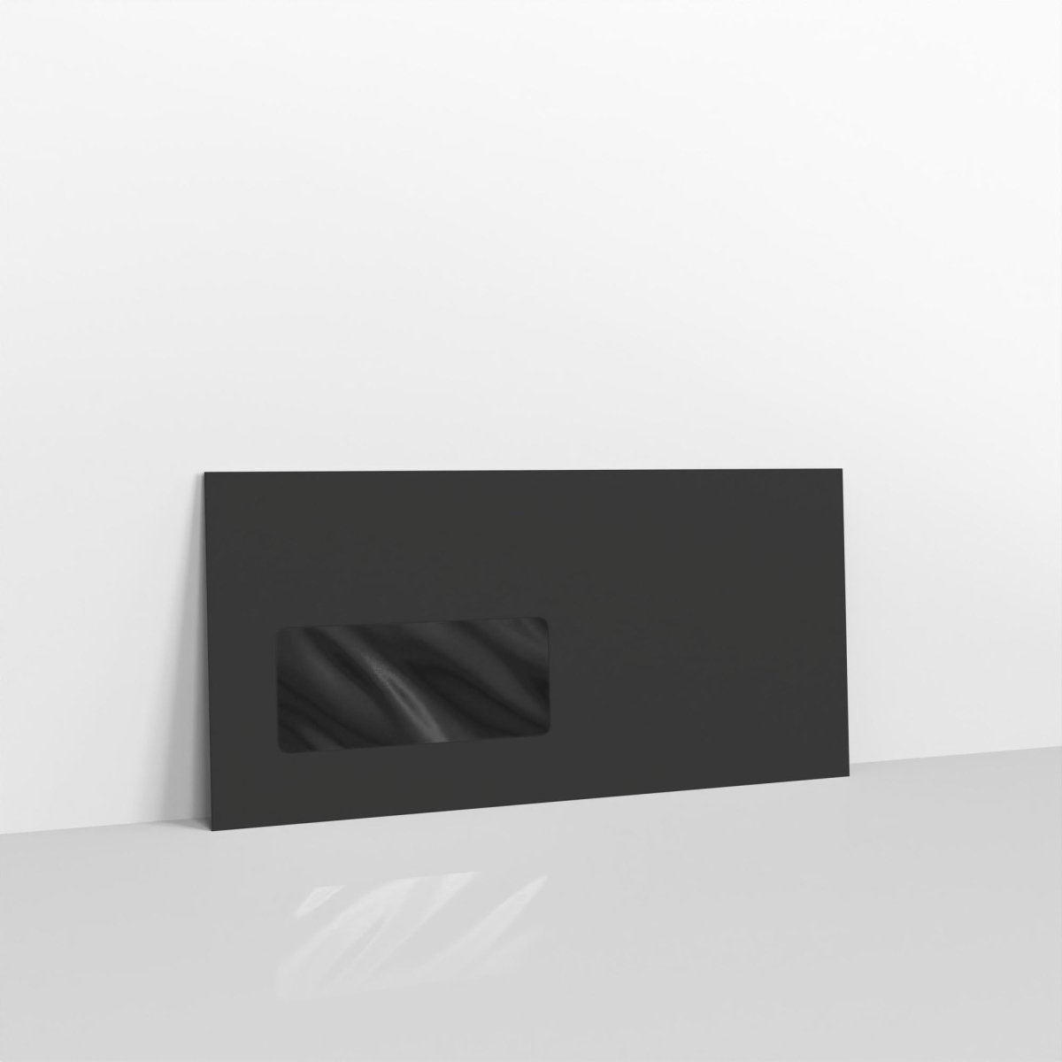 Black Coloured Peel and Seal Envelopes - With Window DL - 110 x 220mm