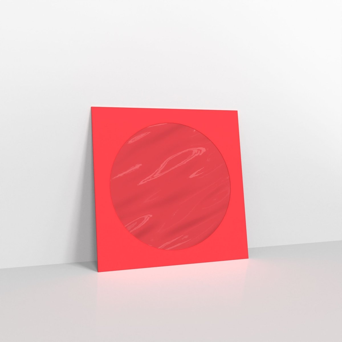 Red Coloured Peel and Seal Envelopes - With Window Square - 126 x 126mm