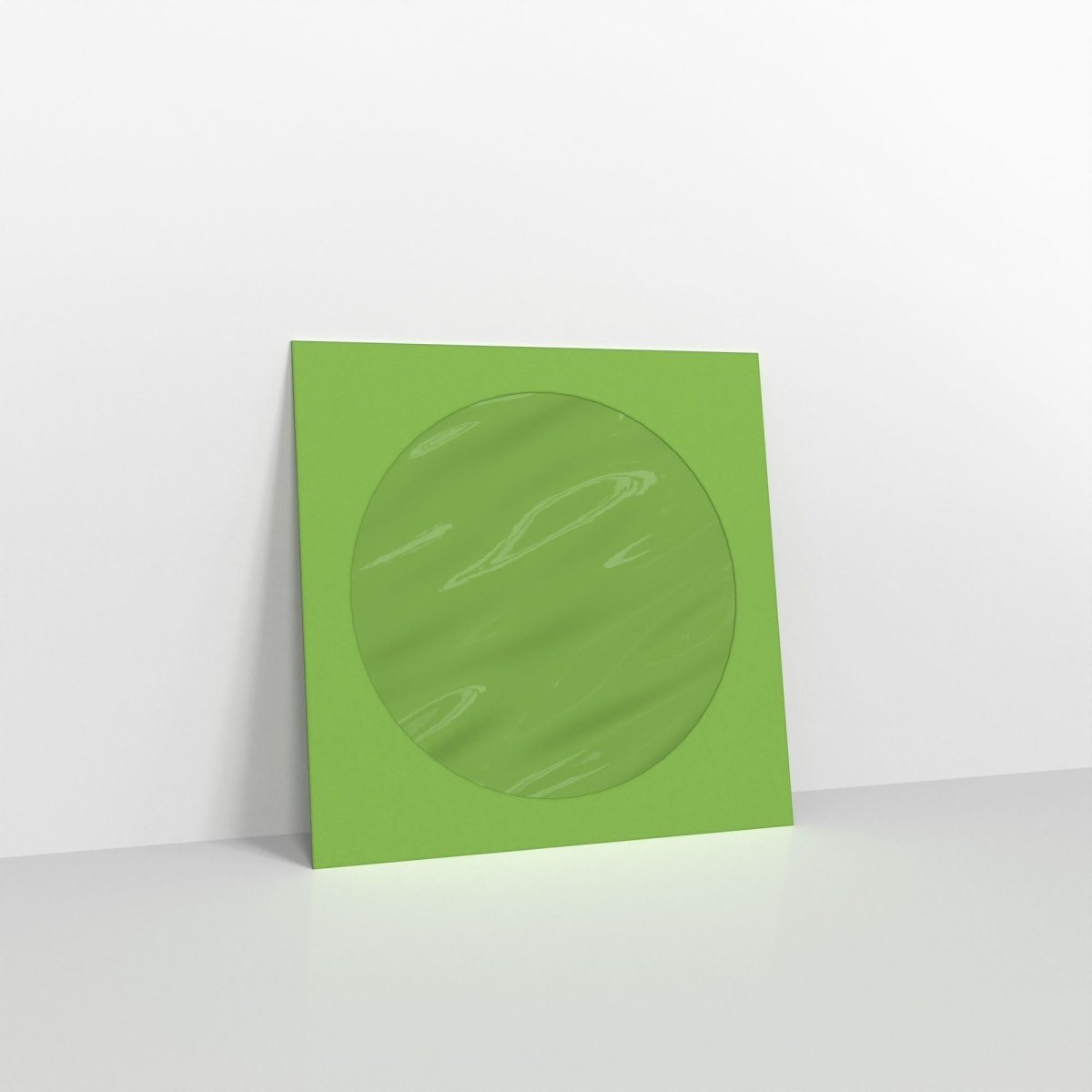 Green Coloured Peel and Seal Envelopes - With Window Square - 85 x 85mm