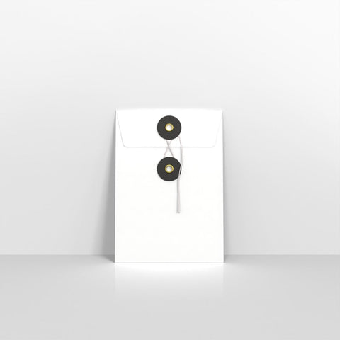 SW162W - BL - White and Black String & Washer Envelopes - String and Washer Envelopes