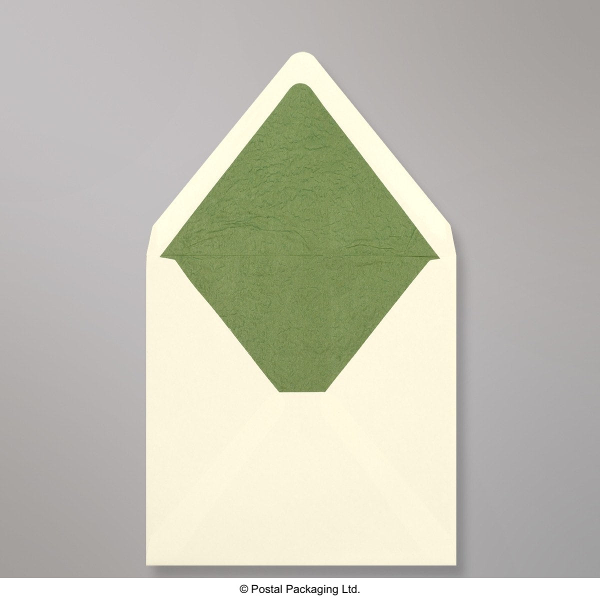 Ivory & Green Fancy Paper Lined Envelopes - Square - 160 x 160mm