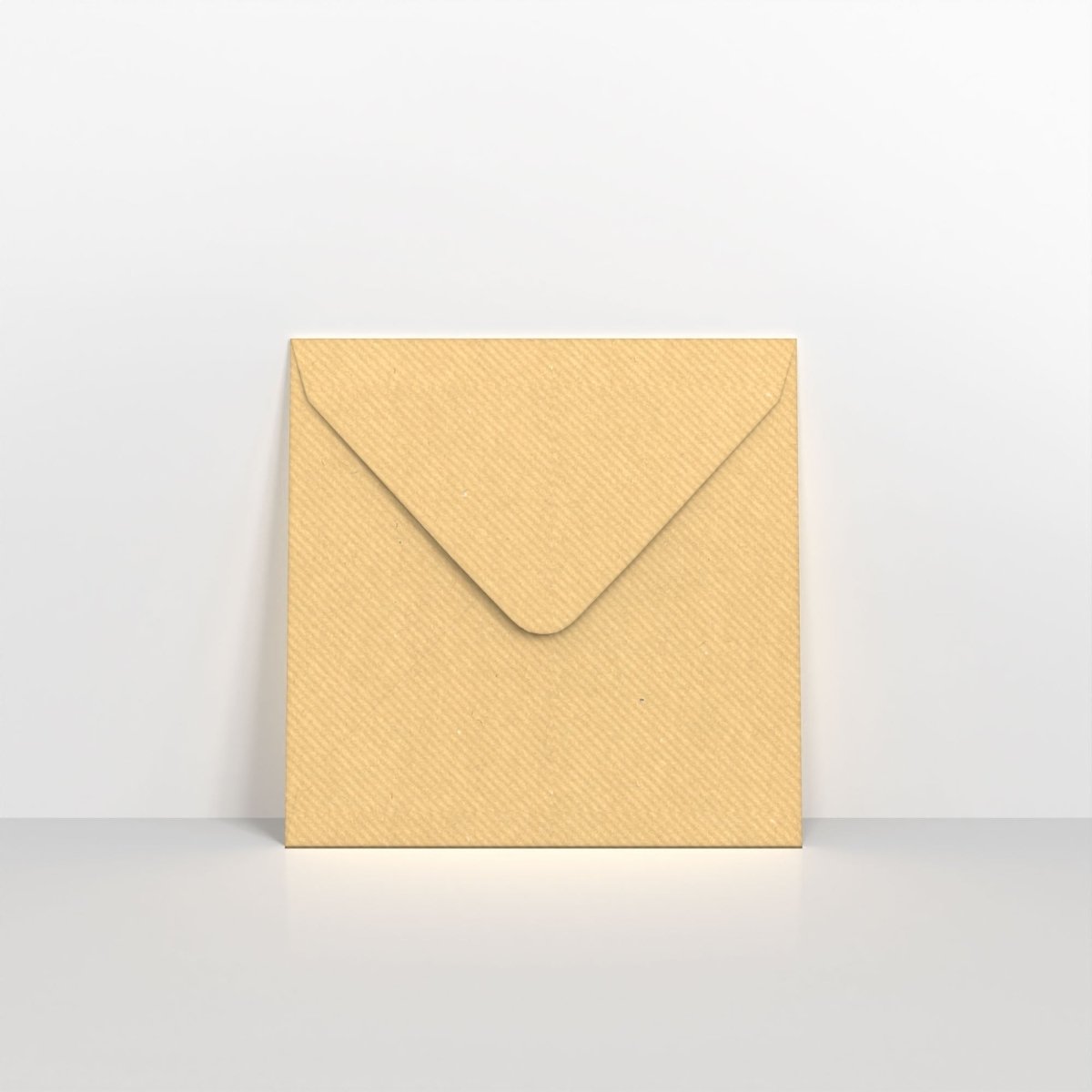 Brown Ribbed Gummed Greeting Card V Flap Envelopes - Square - 130 x 130mm