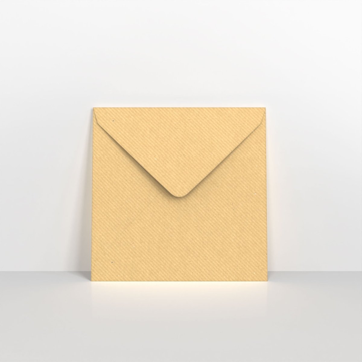 Brown Ribbed Gummed Greeting Card V Flap Envelopes - Square - 140 x 140mm