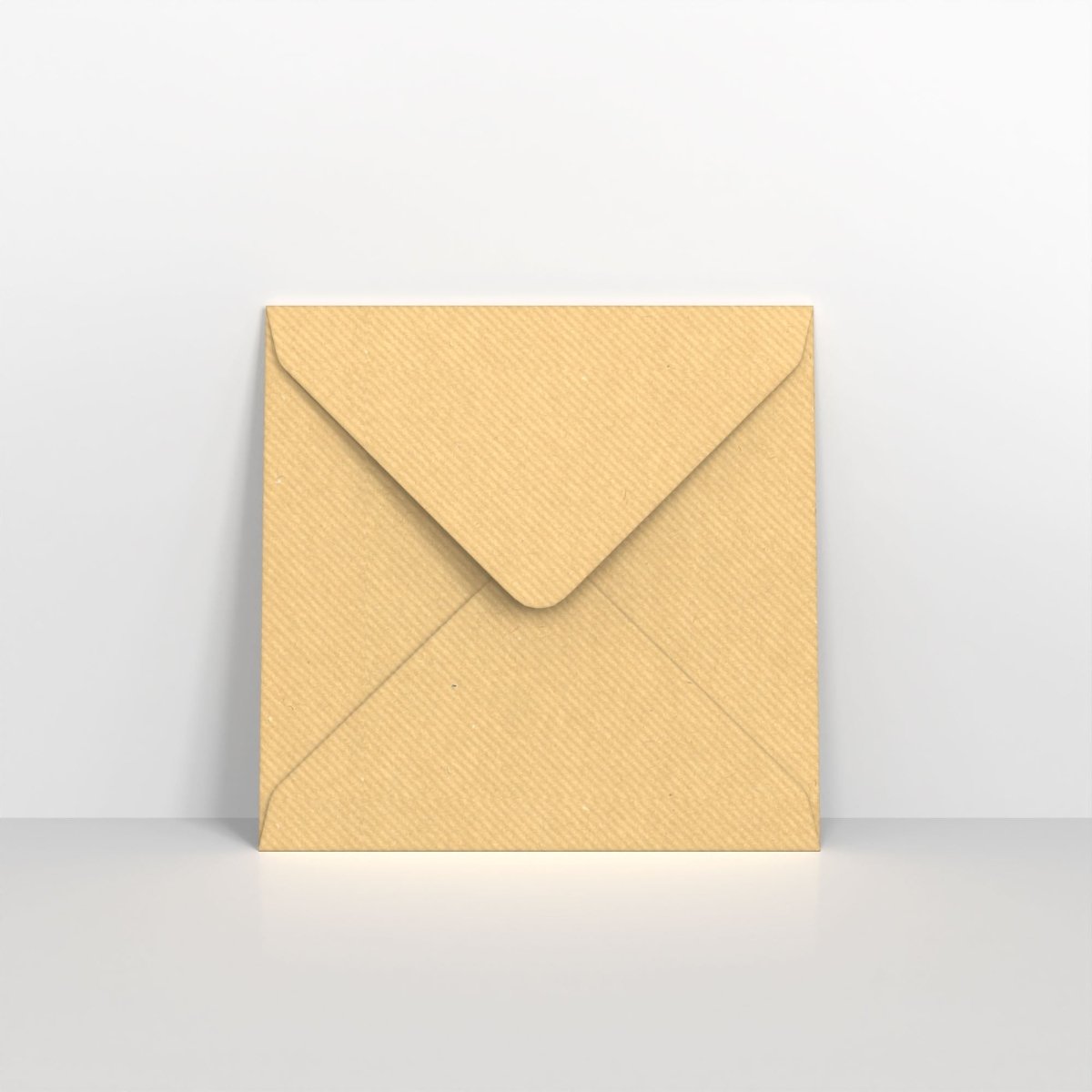 Brown Ribbed Gummed Greeting Card V Flap Envelopes - Square - 155 x 155mm