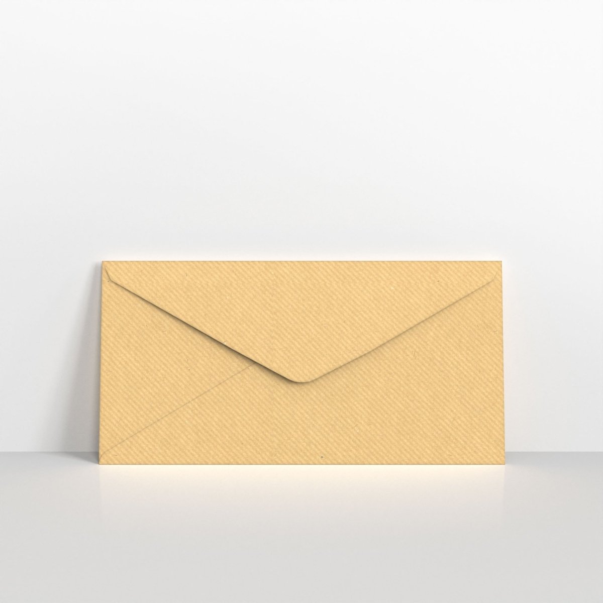 Brown Ribbed Gummed Greeting Card V Flap Envelopes - DL - 110 x 220mm