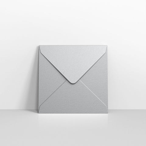 E05130 - Metallic Silver Coloured Gummed V Flap Envelopes - Greeting Card Envelopes