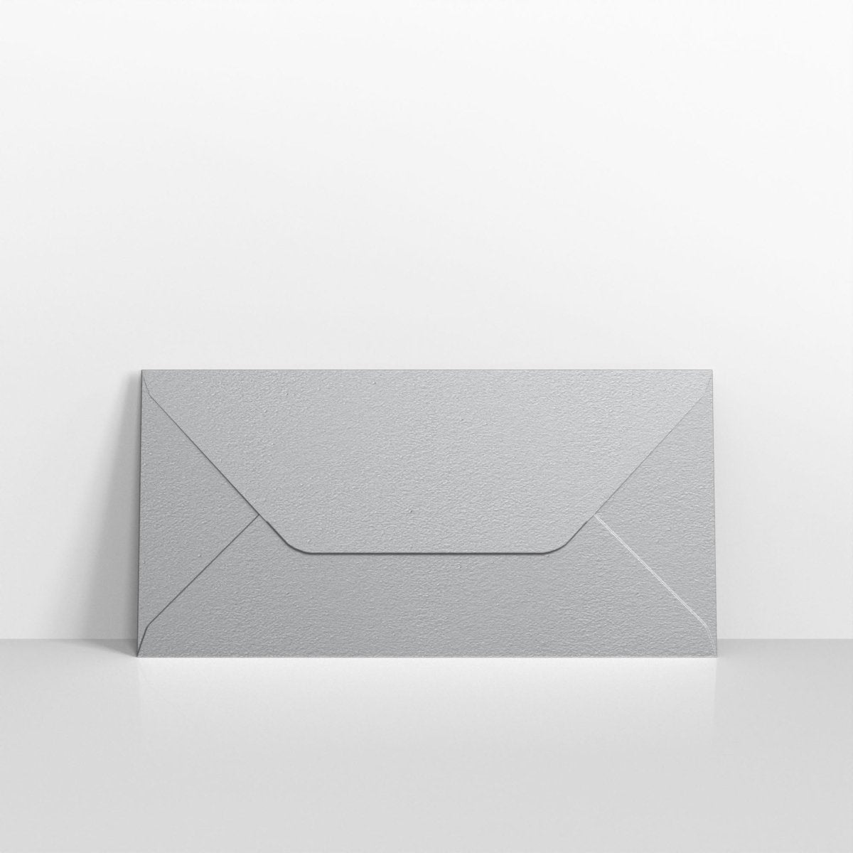 Metallic Silver Coloured Gummed V Flap Envelopes - DL - 110 x 220mm