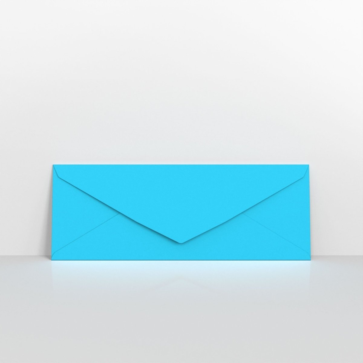 Mid Blue Coloured Gummed V Flap Envelopes - 80 x 215mm