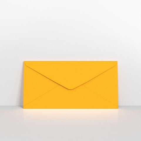 GCDLDY - Dark Yellow Coloured Gummed V Flap Envelopes - Greeting Card Envelopes