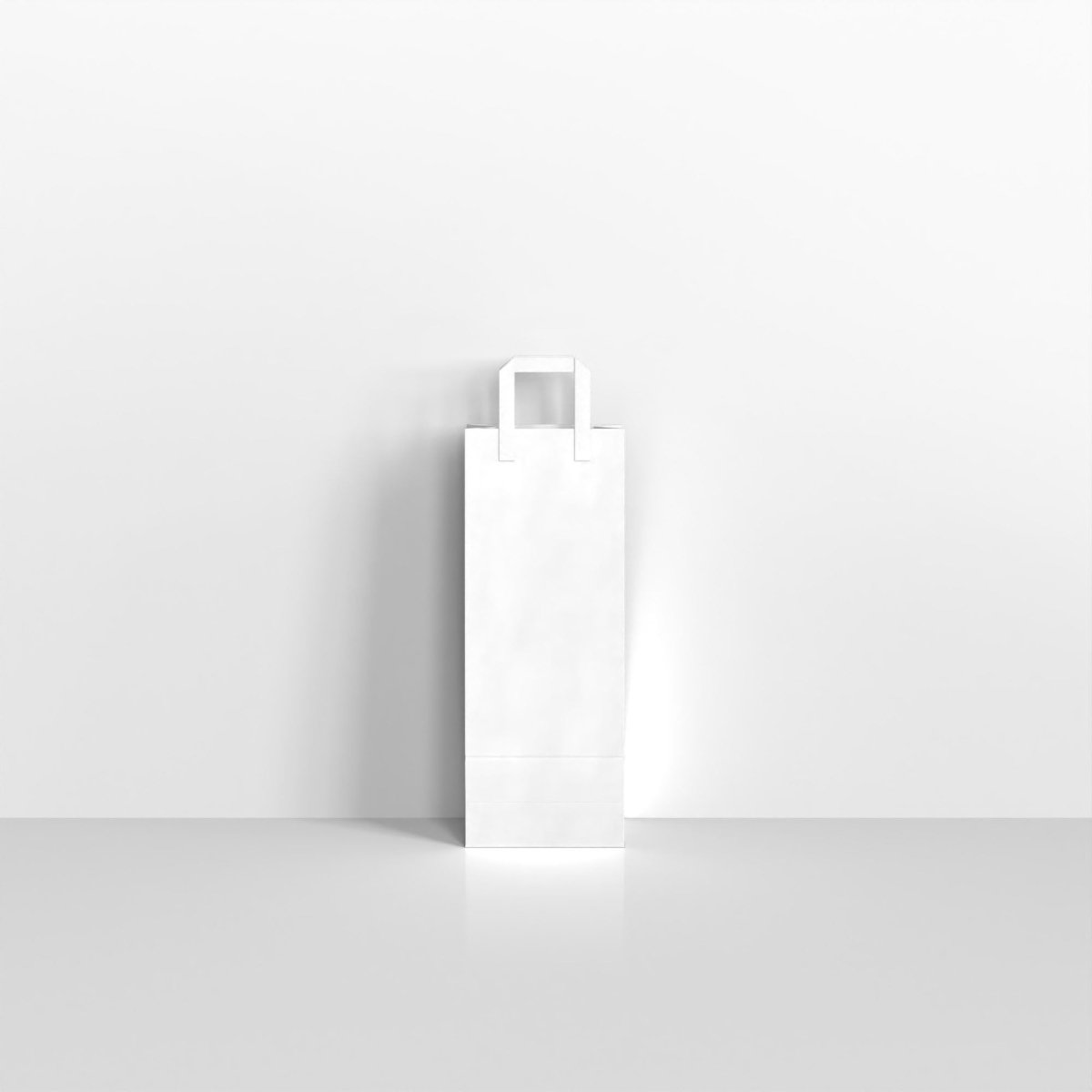 White Paper Flat Handle Carrier Bags - 210 x 80mm