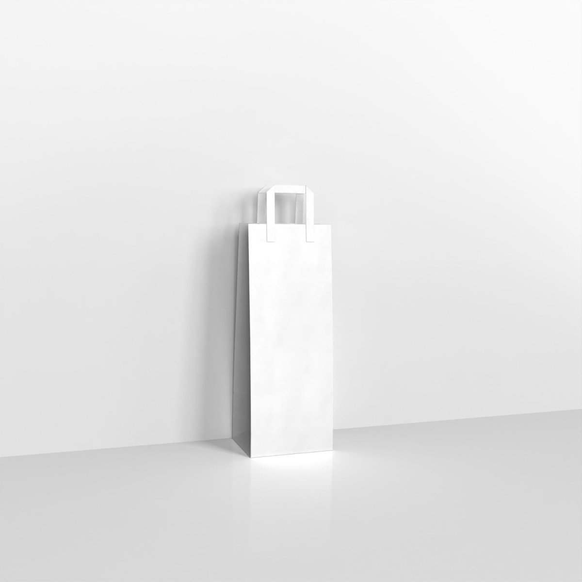White Paper Flat Handle Carrier Bags - 210 x 80mm