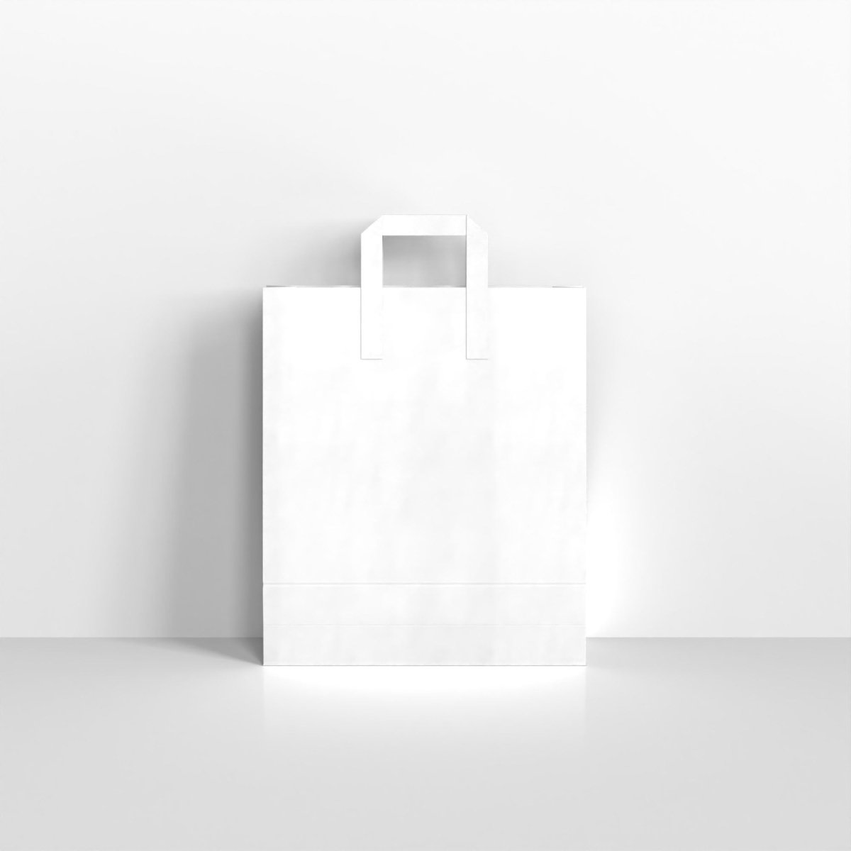 White Paper Flat Handle Carrier Bags - 250 x 220mm