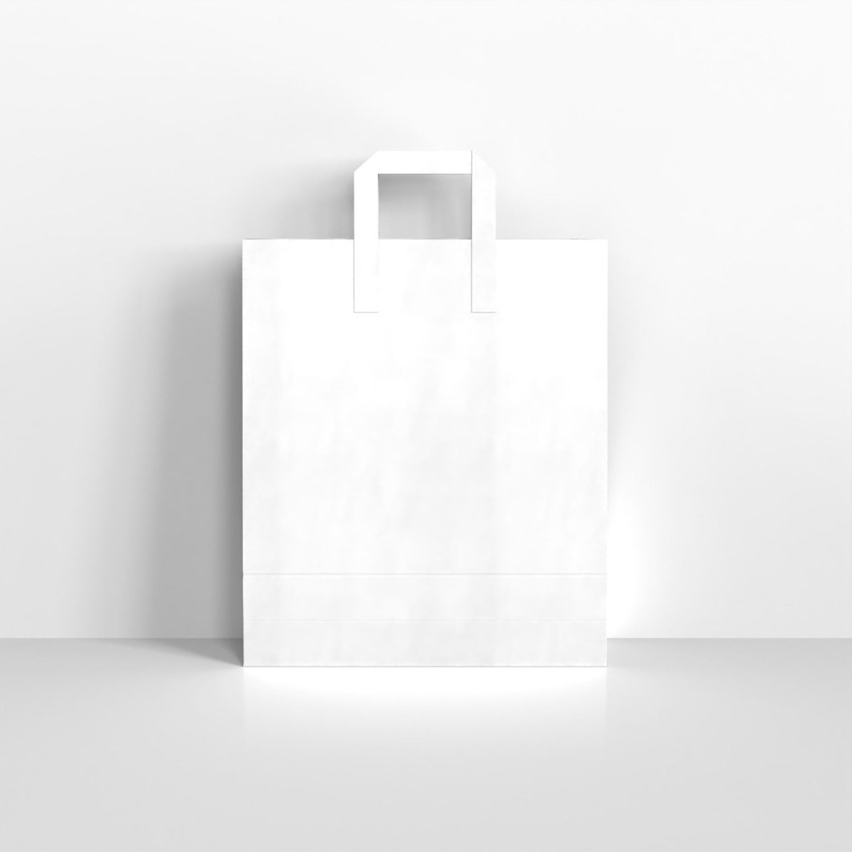White Paper Flat Handle Carrier Bags - 290 x 250mm