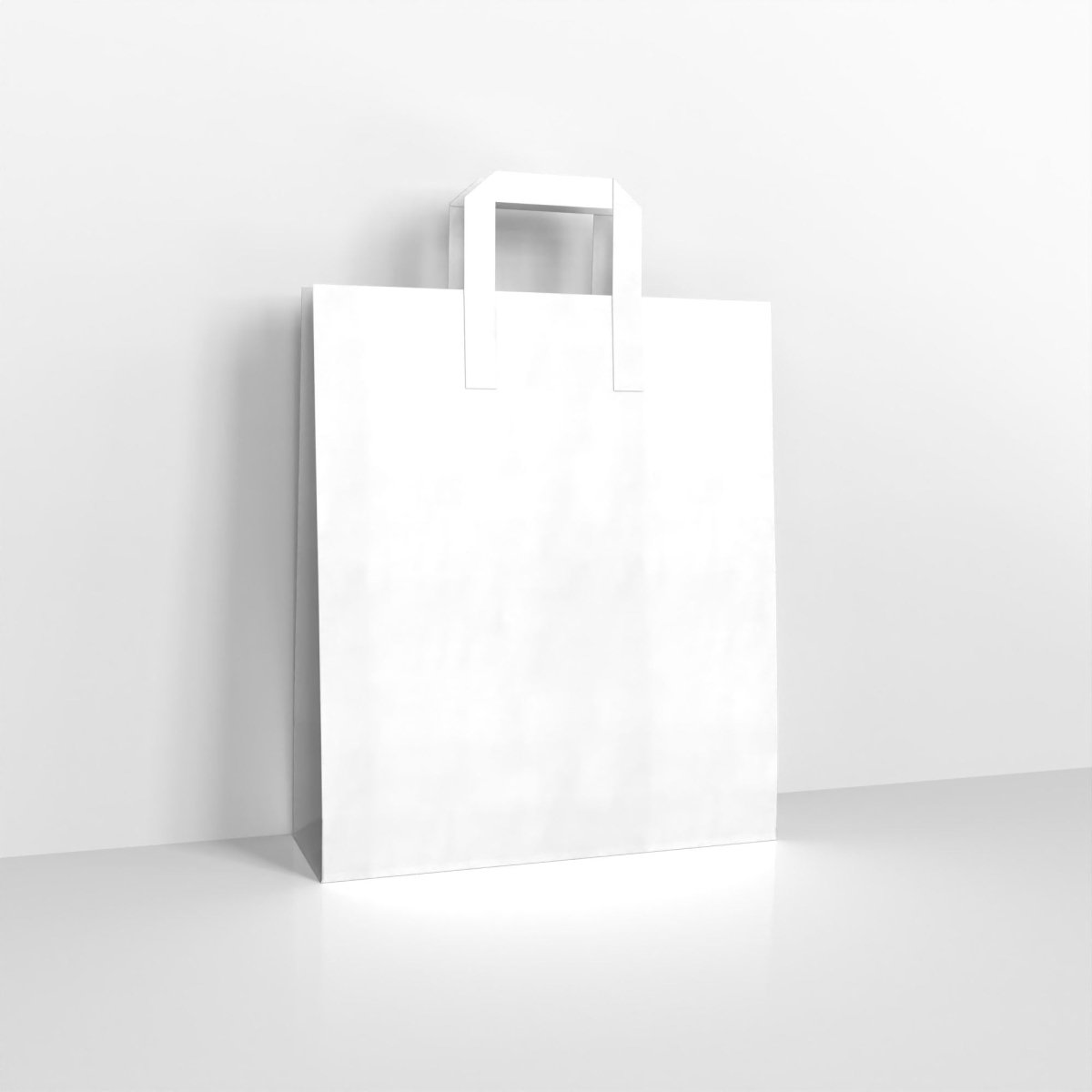 White Paper Flat Handle Carrier Bags - 290 x 250mm
