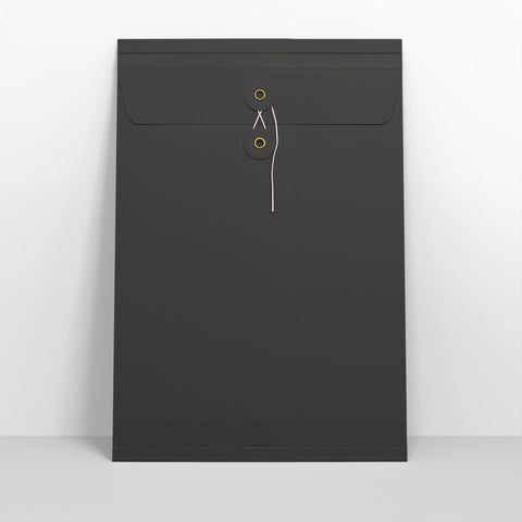 SW324B - G - Black String and Washer Gusset Envelopes - String and Washer Envelopes