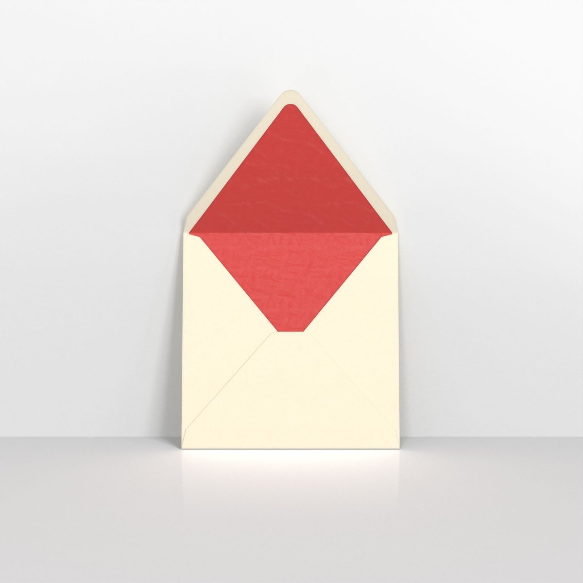 Ivory & Red Fancy Paper Lined Envelopes - Square - 160 x 160mm