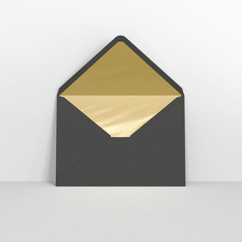 TLC5G - B - Black & Gold Fancy Foil Lined Envelopes - Lined Envelopes