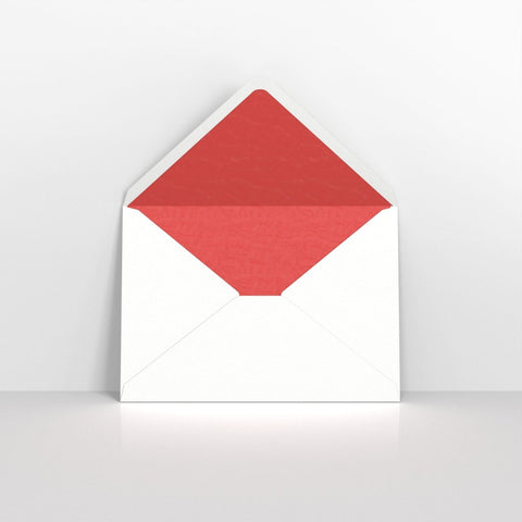 TLC5R - W - White & Red Fancy Paper Lined Envelopes - Lined Envelopes