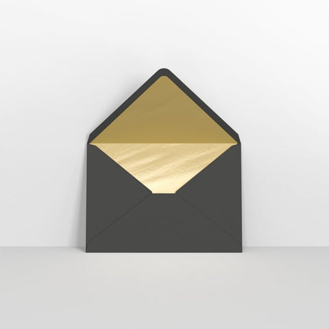TLC6G - B - Black & Gold Fancy Foil Lined Envelopes - Lined Envelopes