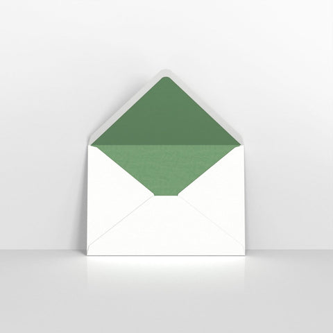 TLC6GR - W - White & Green Fancy Paper Lined Envelopes - Lined Envelopes