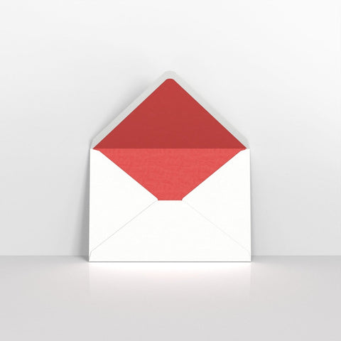 TLC6R - W - White & Red Fancy Paper Lined Envelopes - Lined Envelopes