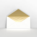 TLDLG - W - White & Gold Fancy Foil Lined Envelopes - Lined Envelopes