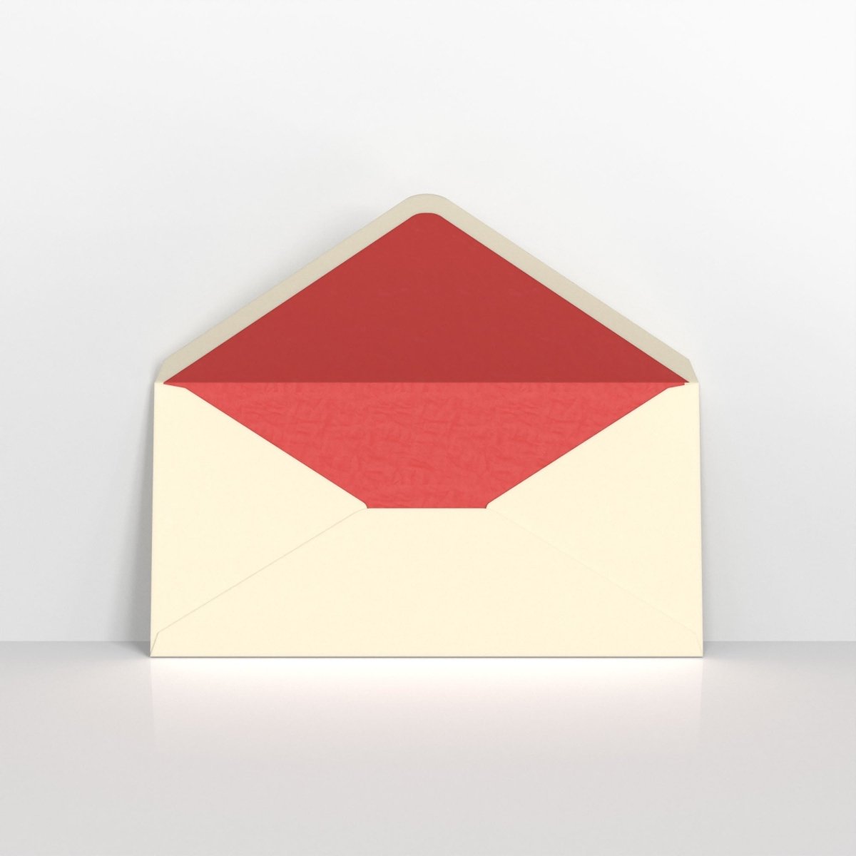 Ivory & Red Fancy Paper Lined Envelopes - DL - 110 x 220mm