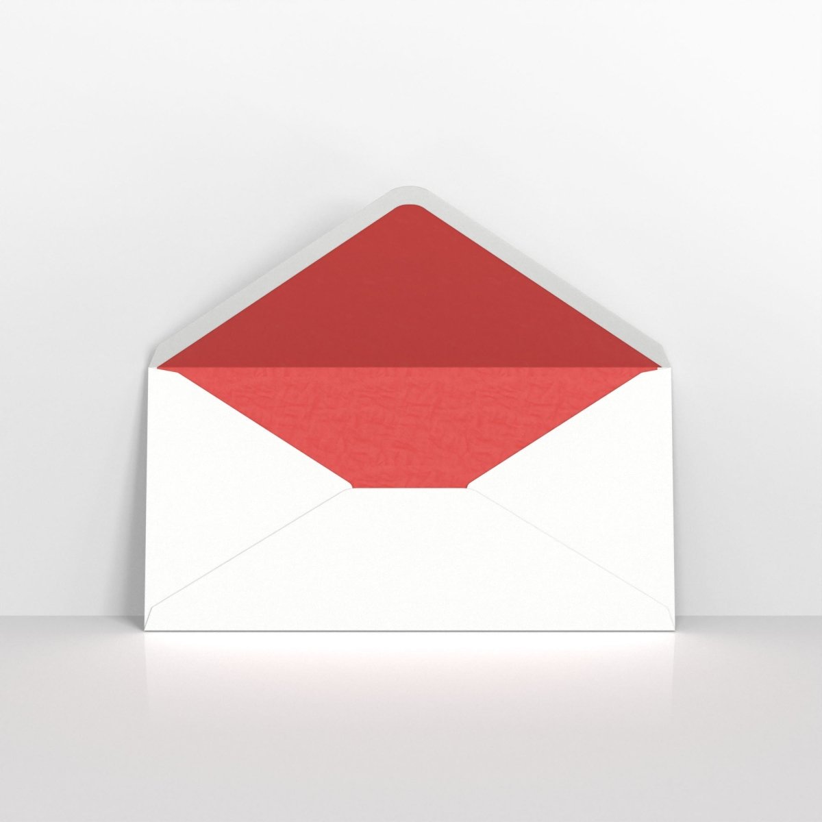 White & Red Fancy Paper Lined Envelopes - DL - 110 x 220mm