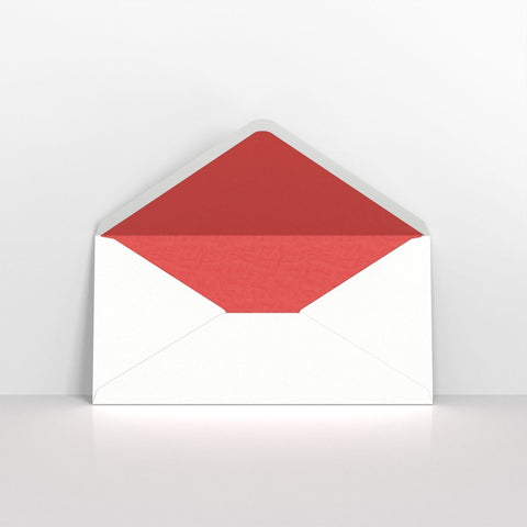 TLDLR - W - White & Red Fancy Paper Lined Envelopes - Lined Envelopes